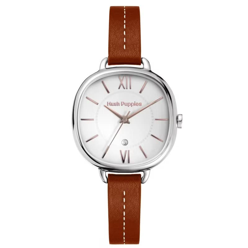 Hush Puppies 經典魅力休閒女錶(HP3892)-橘紅