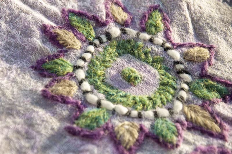 喀什米爾Cashmere刺繡羊毛披肩 針織圍巾 刺繡圍巾 克什米爾-花朵
