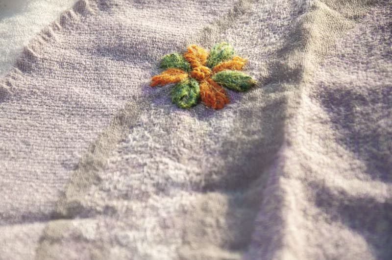 喀什米爾Cashmere刺繡羊毛披肩 針織圍巾 刺繡圍巾 克什米爾-花朵
