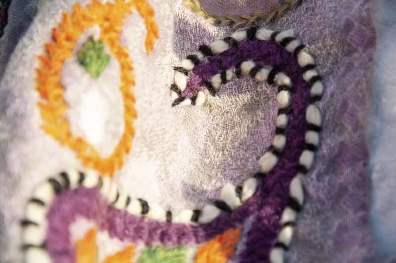 喀什米爾Cashmere刺繡羊毛披肩 針織圍巾 刺繡圍巾 克什米爾-花朵