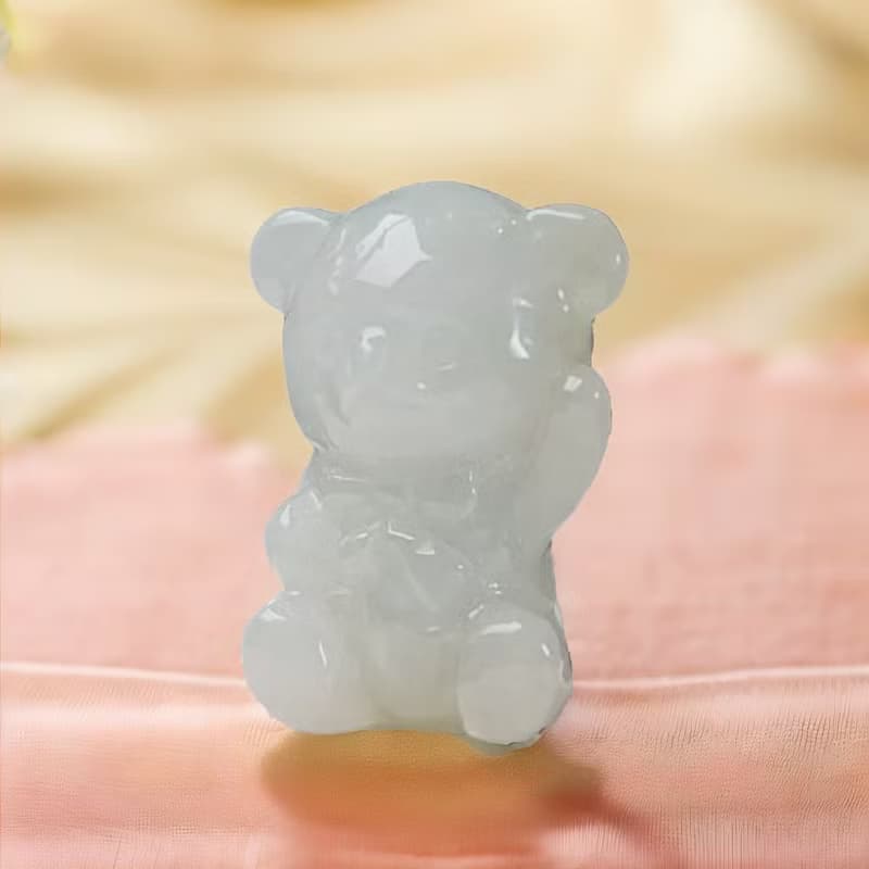 白翡翡翠熊熊 | 天然緬甸玉A貨翡翠 | 送禮