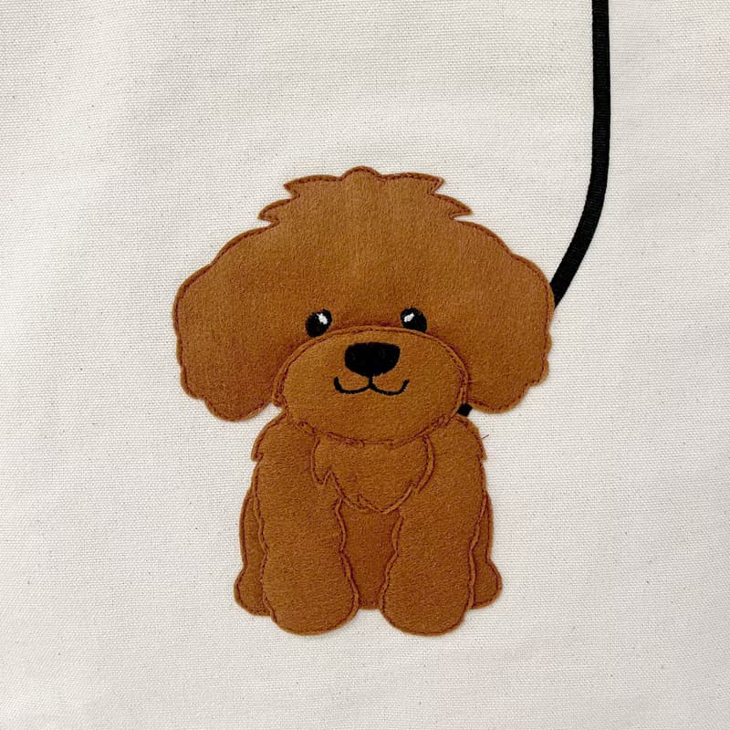 【圖案不是印刷】(層層縫) 玩具貴賓犬, 帆布袋