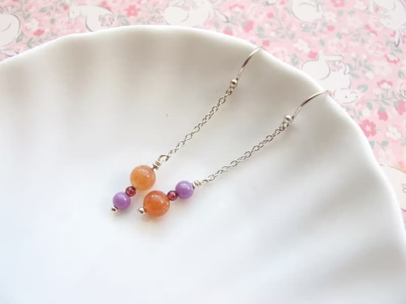 太陽石 石榴石 紫雲母 925純銀【旭日】