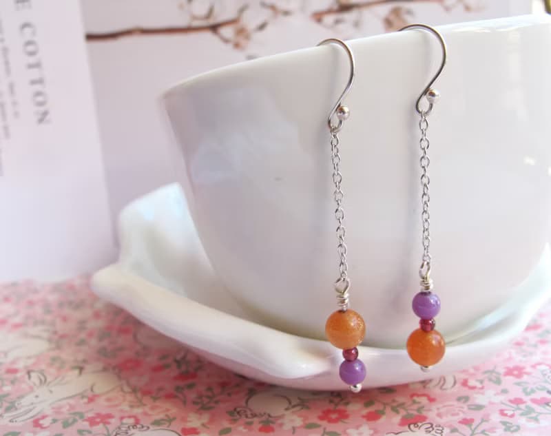 太陽石 石榴石 紫雲母 925純銀【旭日】