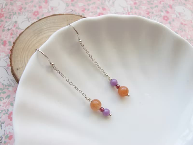 太陽石 石榴石 紫雲母 925純銀【旭日】