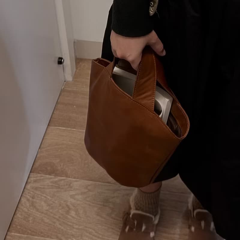 Mingen手工製品百搭優雅簡約不過時的牛皮手提包小弧包