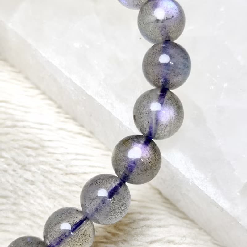 罕有 橙紫彩光 拉長石 灰月光石 Labradorite 手串 手鍊 天然水晶