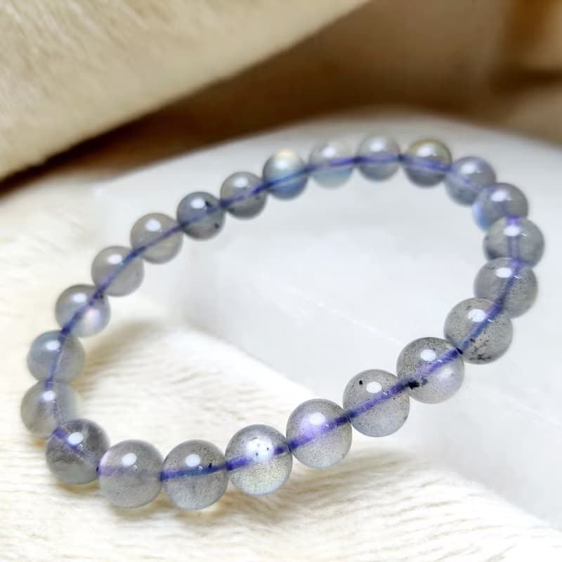 罕有 橙紫彩光 拉長石 灰月光石 Labradorite 手串 手鍊 天然水晶