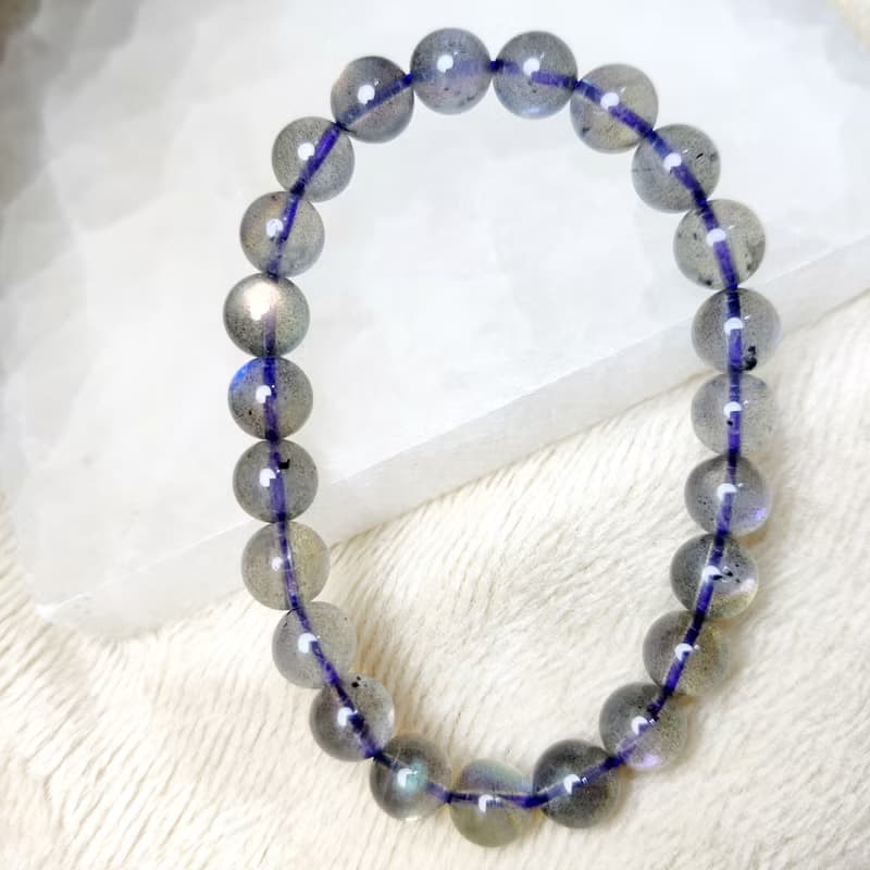 罕有 橙紫彩光 拉長石 灰月光石 Labradorite 手串 手鍊 天然水晶