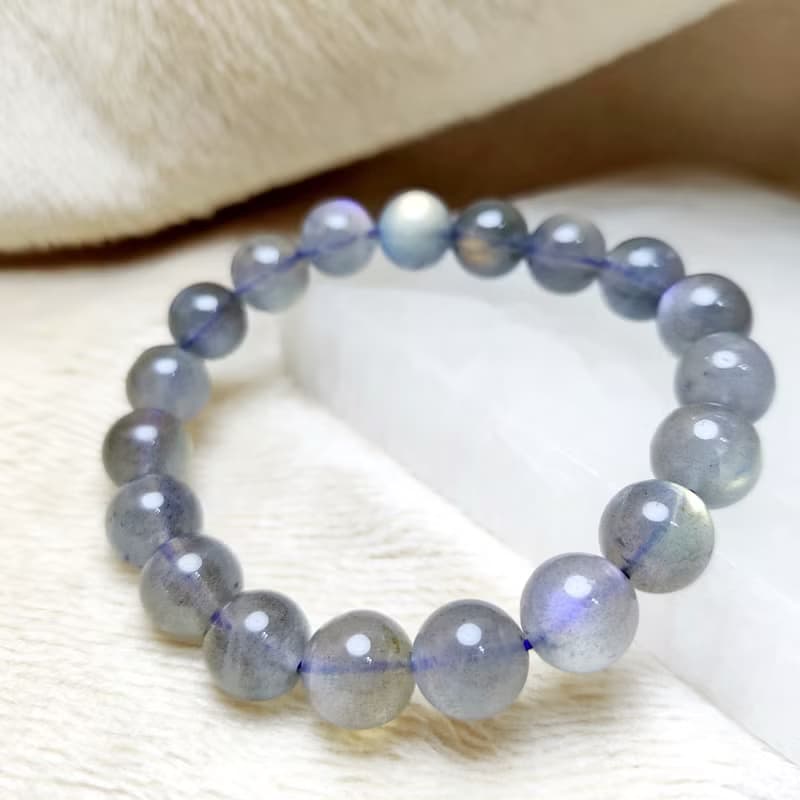 罕有 橙紫彩光 拉長石 灰月光石 Labradorite 手串 手鍊 天然水晶