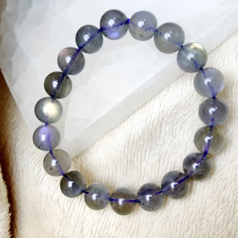 罕有 橙紫彩光 拉長石 灰月光石 Labradorite 手串 手鍊 天然水晶