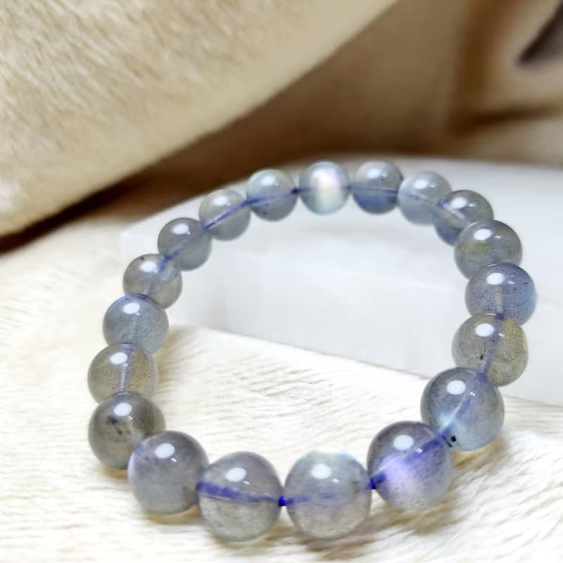 罕有 橙紫彩光 拉長石 灰月光石 Labradorite 手串 手鍊 天然水晶