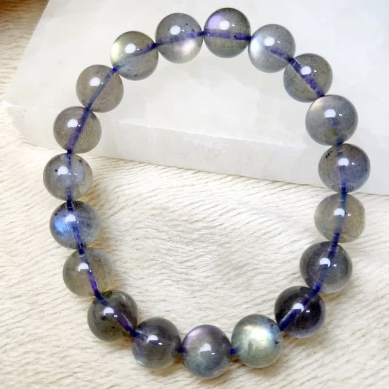 罕有 橙紫彩光 拉長石 灰月光石 Labradorite 手串 手鍊 天然水晶