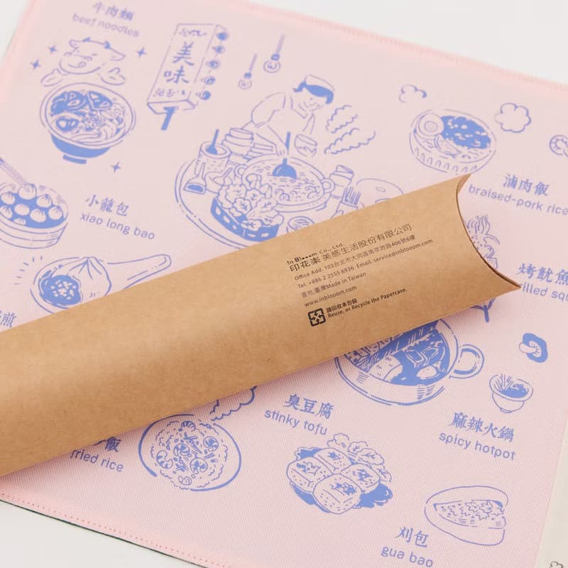 有機棉餐墊 (含餐具)/美味台灣_小吃/柔和藍粉