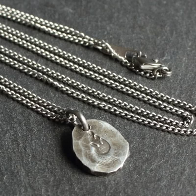 錫×銀項鍊 Stamped Tin Necklace  Fire