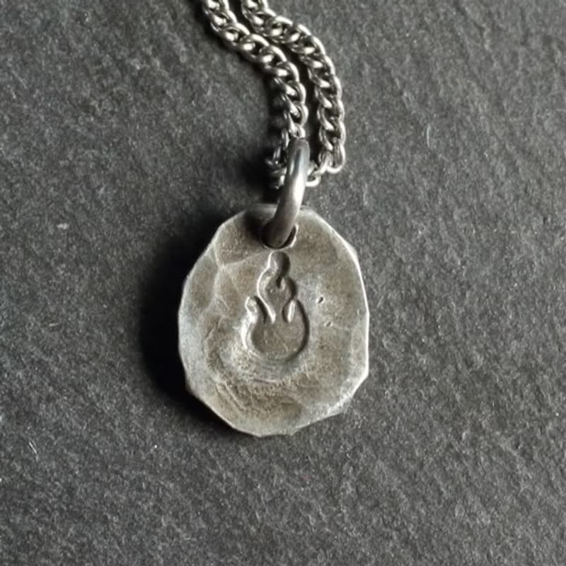 錫×銀項鍊 Stamped Tin Necklace  Fire