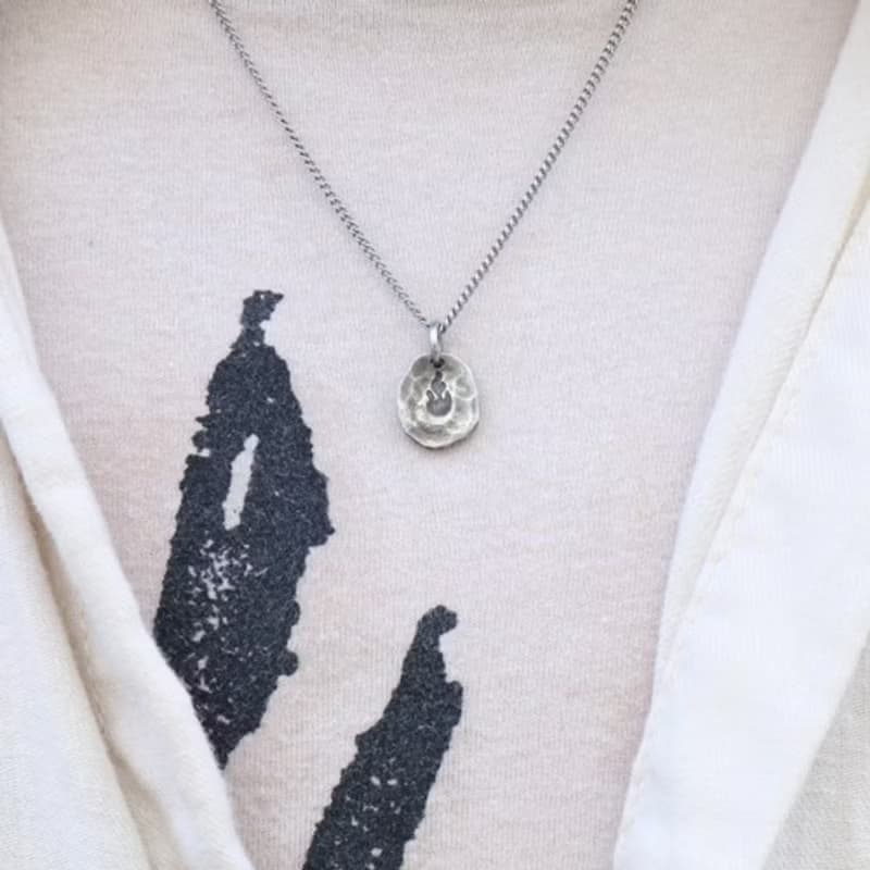 錫×銀項鍊 Stamped Tin Necklace  Fire