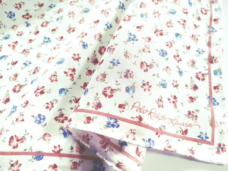 Ralph Lauren Vintage Handkerchief Floral 19.5 x 19.5 inches.
