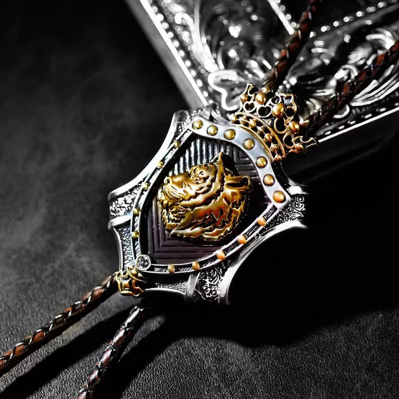 十二生肖 老虎 王者榮耀 保羅領帶 Bolo Tie 真皮皮繩 皮革項鍊