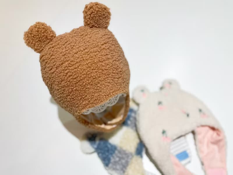 手工訂製嬰幼兒卡哇伊羊羔絨熊熊帽彌月禮
