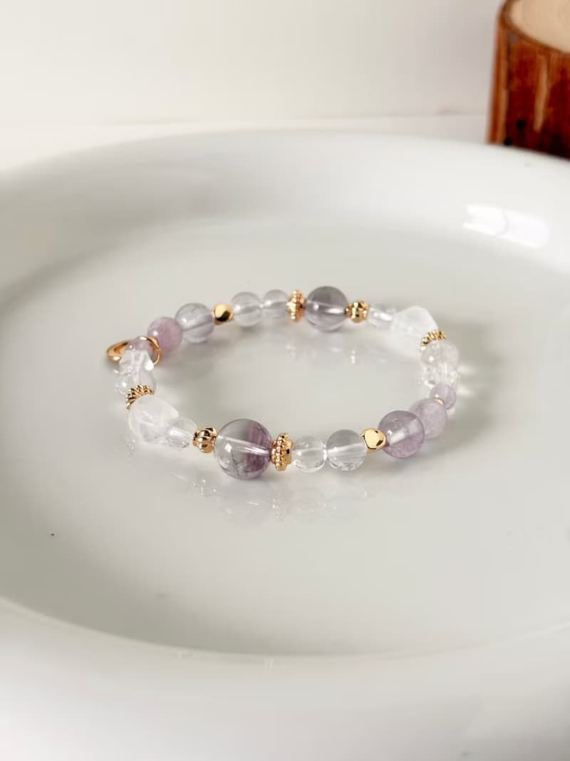 /花影/修復感情 穩定愛情 正面磁場 幸運小物紫水晶 白水晶紫锂輝