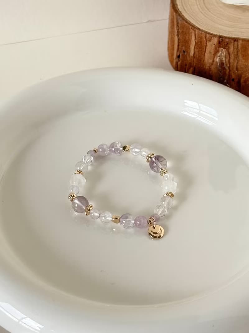 /花影/修復感情 穩定愛情 正面磁場 幸運小物紫水晶 白水晶紫锂輝