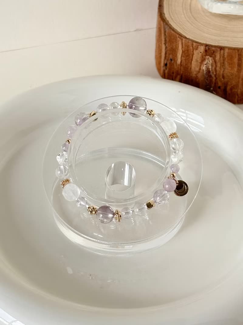 /花影/修復感情 穩定愛情 正面磁場 幸運小物紫水晶 白水晶紫锂輝