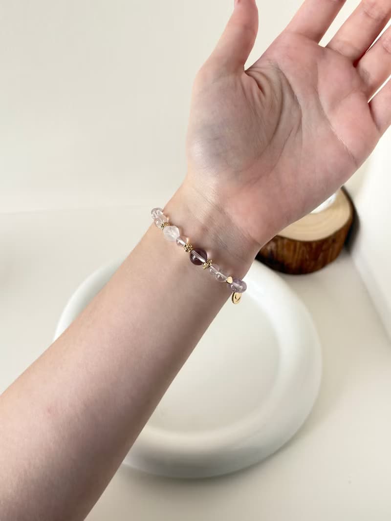 /花影/修復感情 穩定愛情 正面磁場 幸運小物紫水晶 白水晶紫锂輝