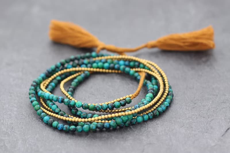 孔雀石項鍊石流蘇項鍊長項鍊裹手鍊裹