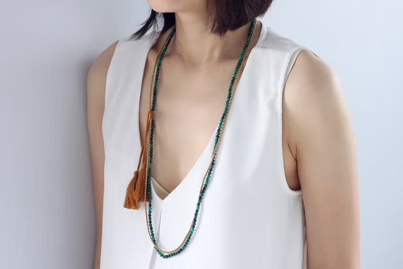 孔雀石項鍊石流蘇項鍊長項鍊裹手鍊裹