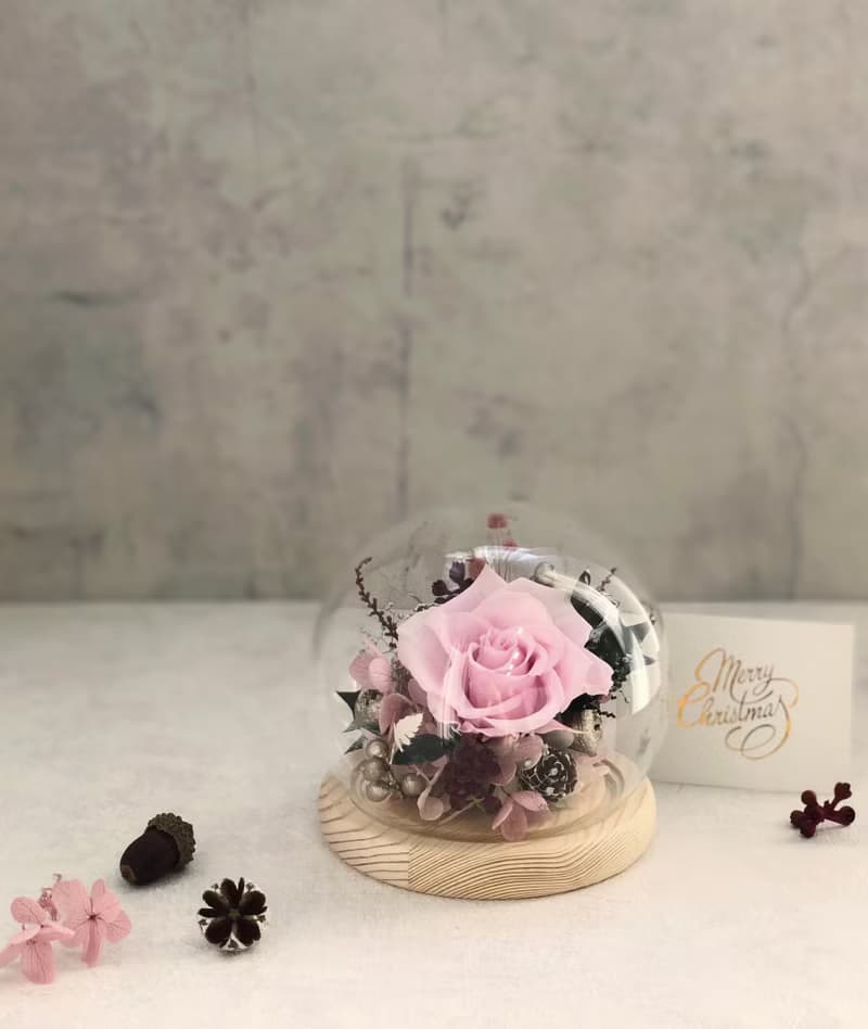 情人節精選禮物【粉紅泡泡】水晶球玻璃罩盅