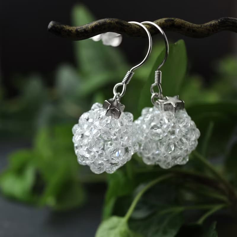 Beaded Ball Earrings/ビーズボールのイヤリング・ピアス　クリア
