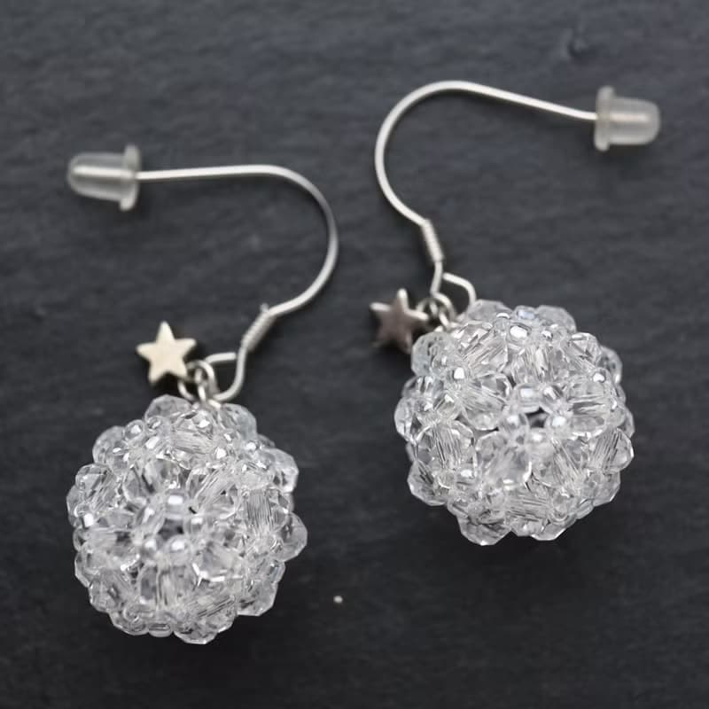 Beaded Ball Earrings/ビーズボールのイヤリング・ピアス　クリア
