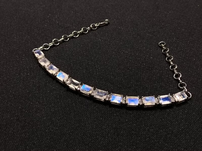 在台現貨 月華韻 天然 切面 月光石 手鍊 印度製 925純銀 手工製