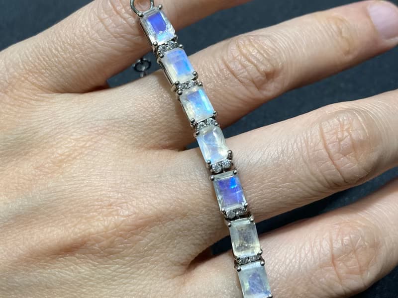 在台現貨 月華韻 天然 切面 月光石 手鍊 印度製 925純銀 手工製