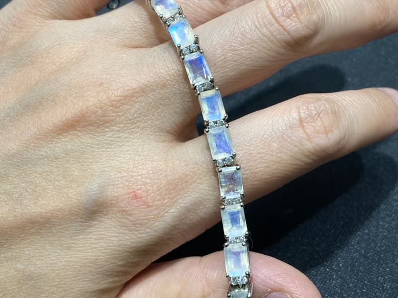 在台現貨 月華韻 天然 切面 月光石 手鍊 印度製 925純銀 手工製