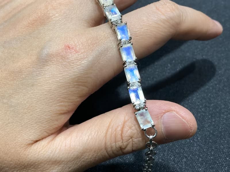 在台現貨 月華韻 天然 切面 月光石 手鍊 印度製 925純銀 手工製