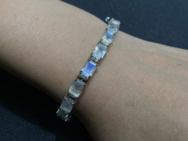 在台現貨 月華韻 天然 切面 月光石 手鍊 印度製 925純銀 手工製