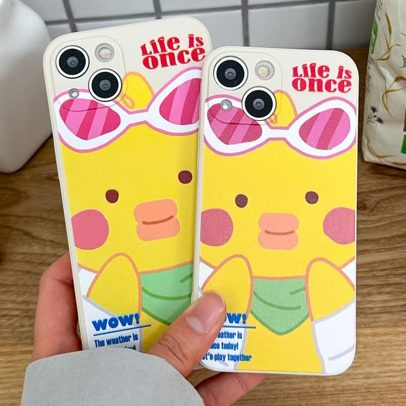Pink sunglasses duck beige Mobile phone case Silicone Protective Case