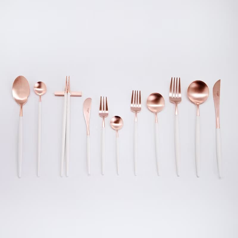 葡萄牙Cutipol GOA系列白玫瑰金21.5cm主餐叉