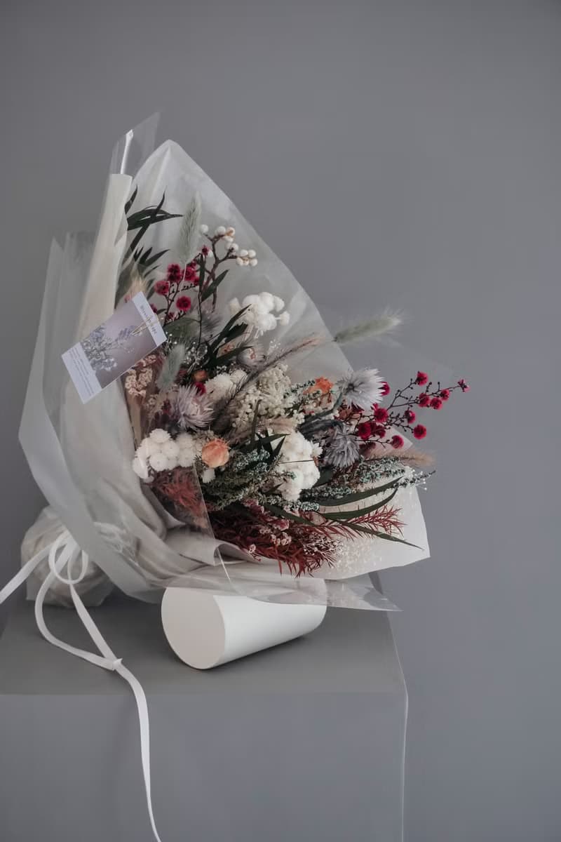 靜謐冷色調乾燥花束