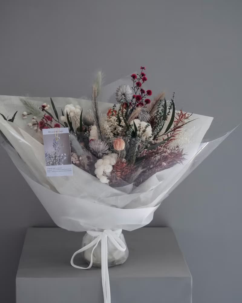 靜謐冷色調乾燥花束