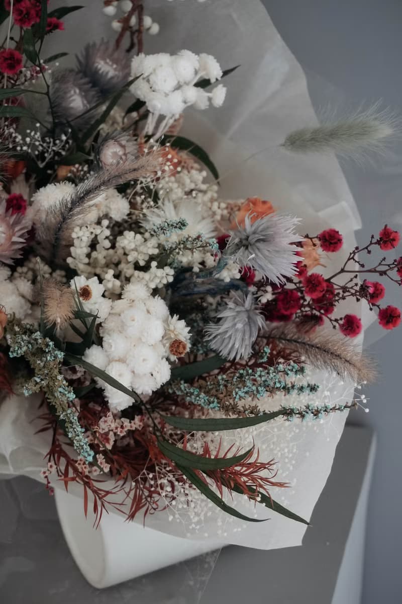 靜謐冷色調乾燥花束