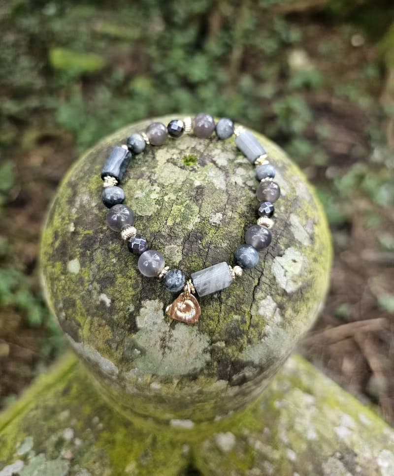 魔女之瞳-穩定/守護-鷹眼石/黑太陽石/赤鐵礦水晶手鍊