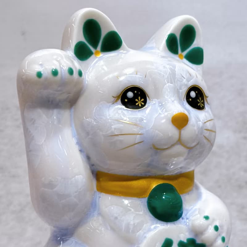 【藤耀億福】日本清水燒招財貓 | 花結晶 藤 億万両 右