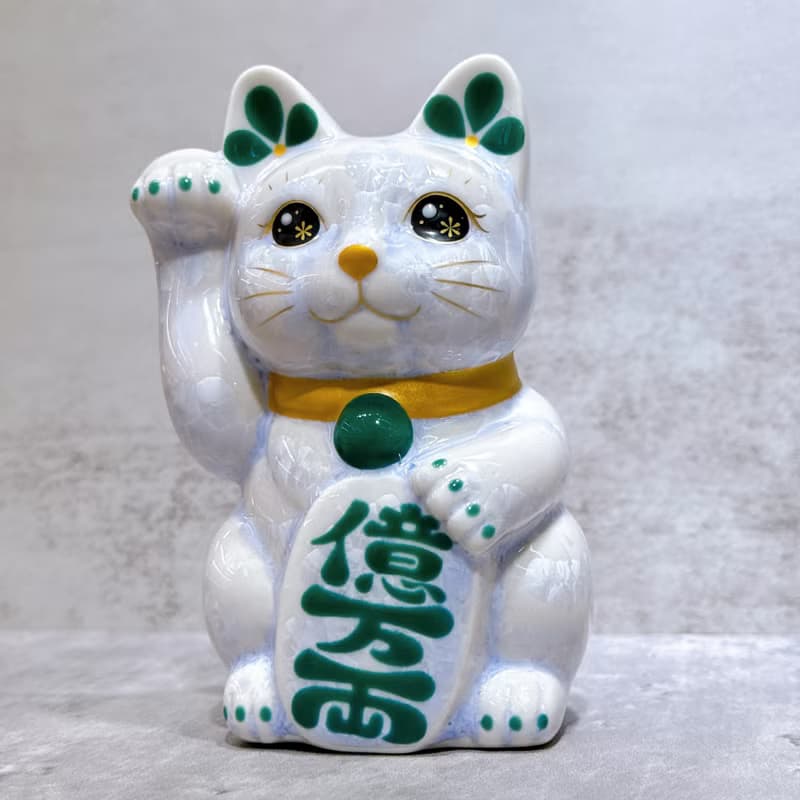 【藤耀億福】日本清水燒招財貓 | 花結晶 藤 億万両 右