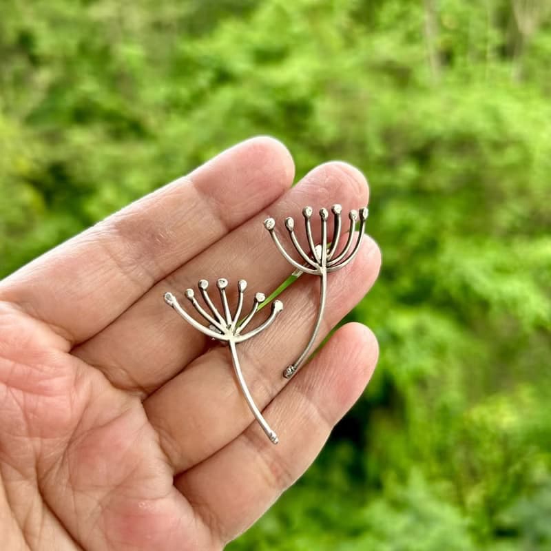 【Plant 系列】#a373 蒲公英夾式耳環-金工手作銀飾