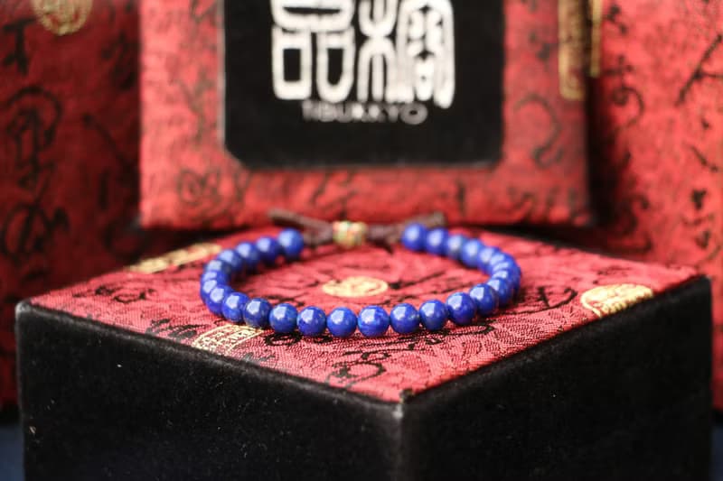 原礦無染色青金石 6mm 五色線編織伸縮結 佛珠念珠 青金石手鍊