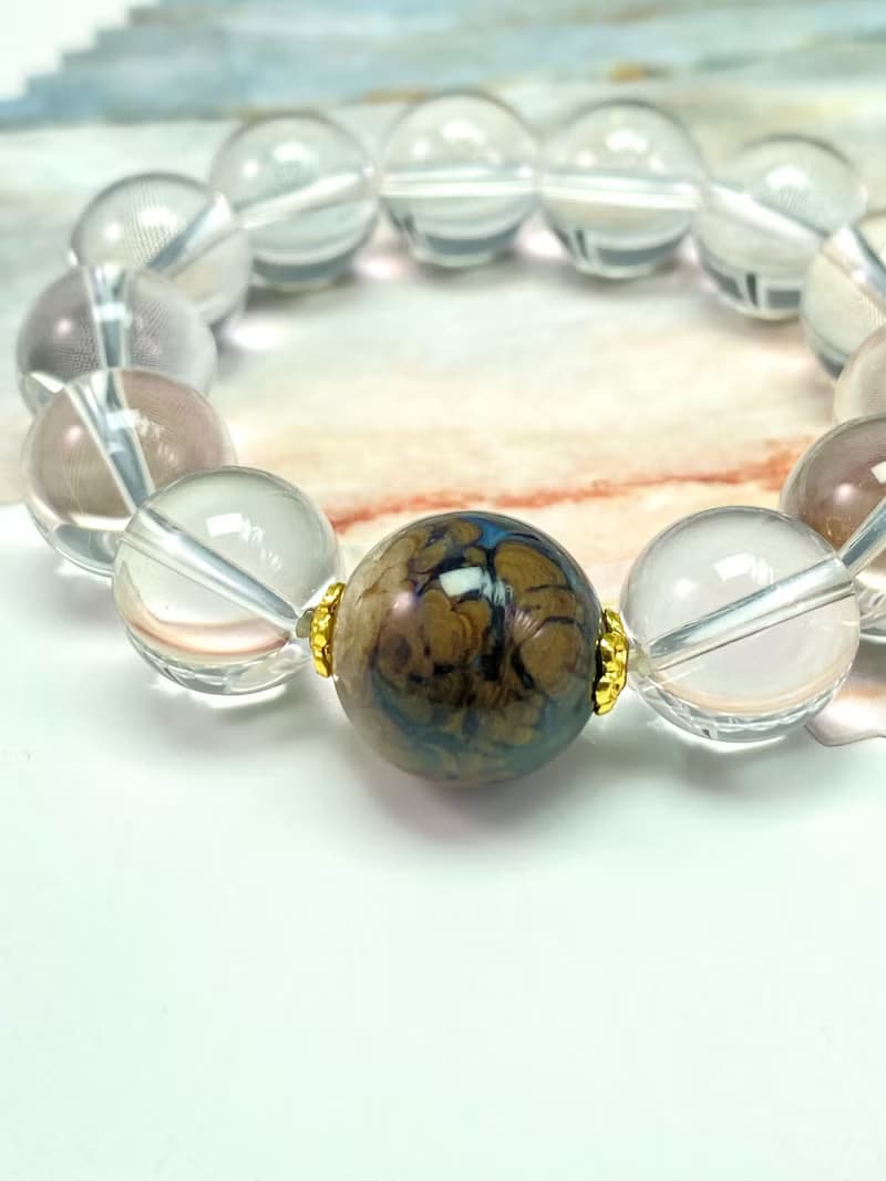 奇葩料珊瑚玉天然白水晶男女手串手鍊