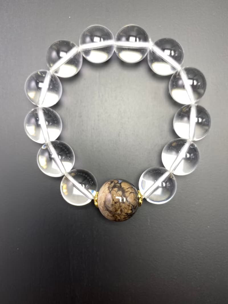 奇葩料珊瑚玉天然白水晶男女手串手鍊